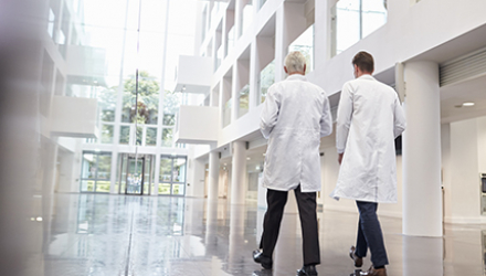 Doctors walking in hall