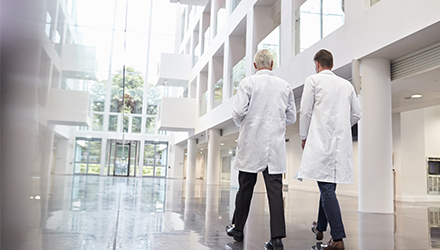 Doctors walking in hall