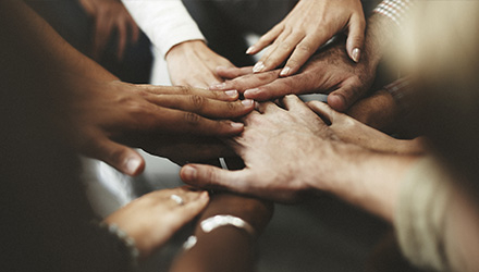 Diverse women hands in
