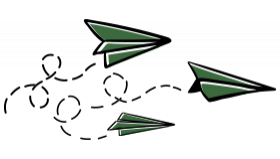 Forest green paper air planes flying