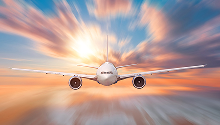 Plane in the sky zooming