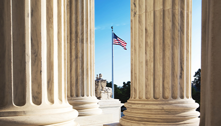 Columns and American Flag