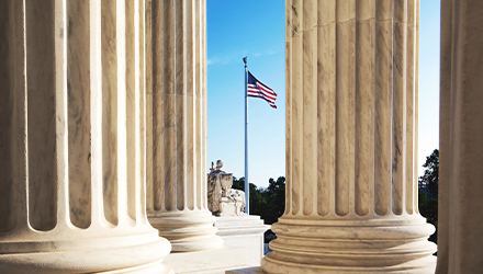 Columns and American Flag