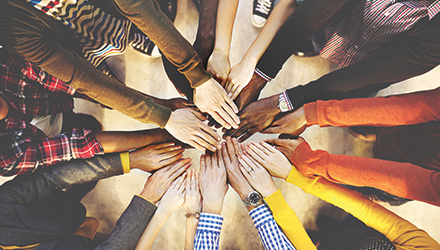 Diverse hands in