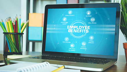 "Employee benefits" on laptop