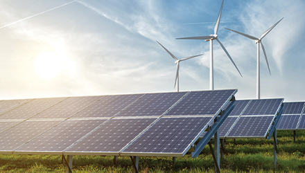 Windmills and solar panels