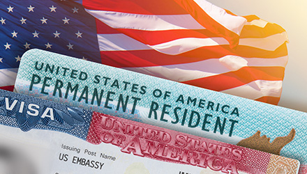 Visa, American Flag and Passport