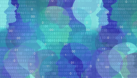 Binary code and Shadow of people