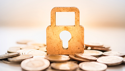 Lock on top of coins
