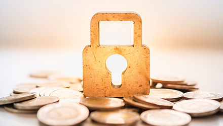 Lock on top of coins