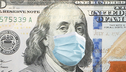 Dollar bill with mask