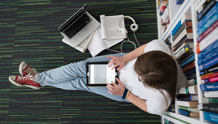 Student sitting in Library