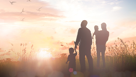 Family in a field