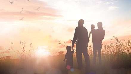 Family in a field