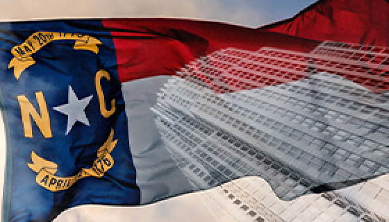 NC Flag and Corporate Building