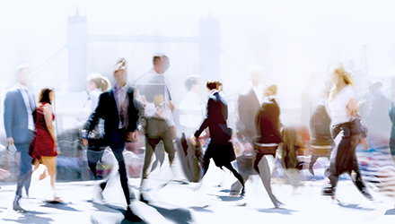 Blur of People Walking Outside