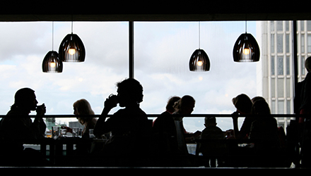 Silhouette of People at Resturaunt