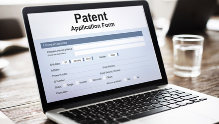 Patent application on a laptop