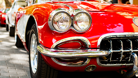 front left side of red car