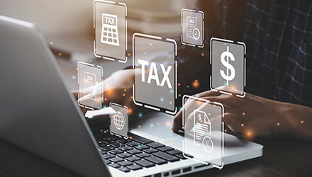 computer and tax graphics