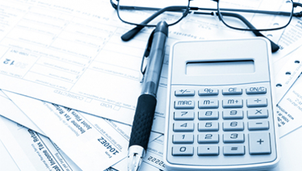 calculator and tax forms