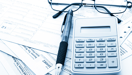 calculator and tax forms