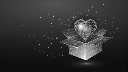 Box containing a heart