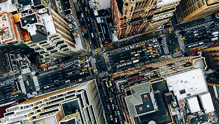 Aerial View of New York City Buildings and Streets