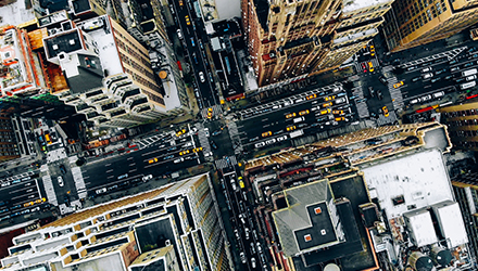 Aerial View of New York City Buildings and Streets