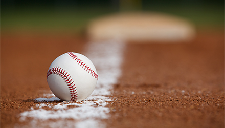 Baseball on baseball field