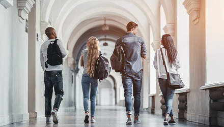 College Students walking on campus