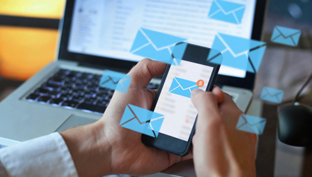 Cell phone opening emails