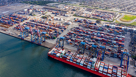 Shipping containers at a dock
