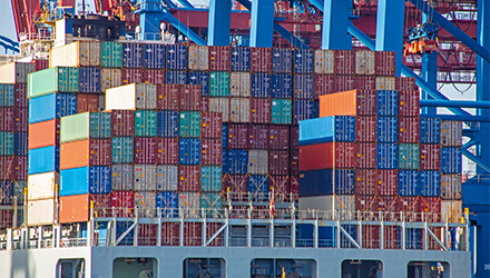 Shipping containers at a dock