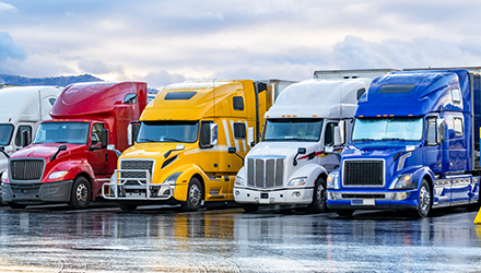 Trucks in a row