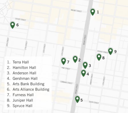 Map of University of the Arts Properties