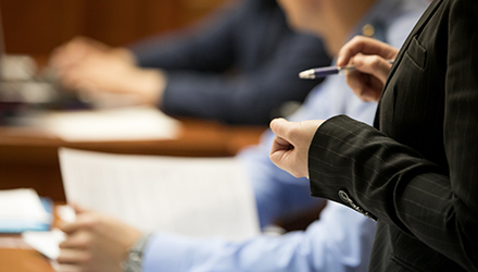 litigants in a courtroom
