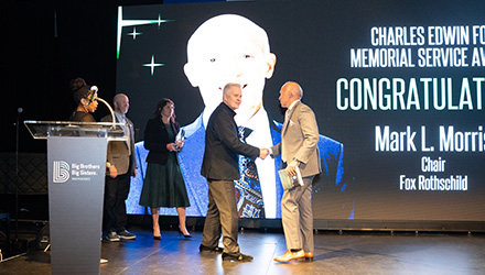 Mark Morris accepting Big Brothers Big Sister award